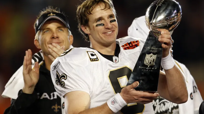 Drew Brees po vítězství v Super Bowlu