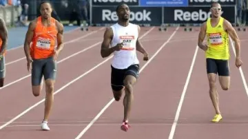 Tyson Gay (uprostřed)