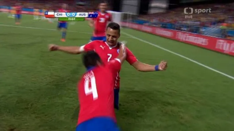 Gól v utkání Chile - Austrálie: Sanchez - 1:0 (12. min.)