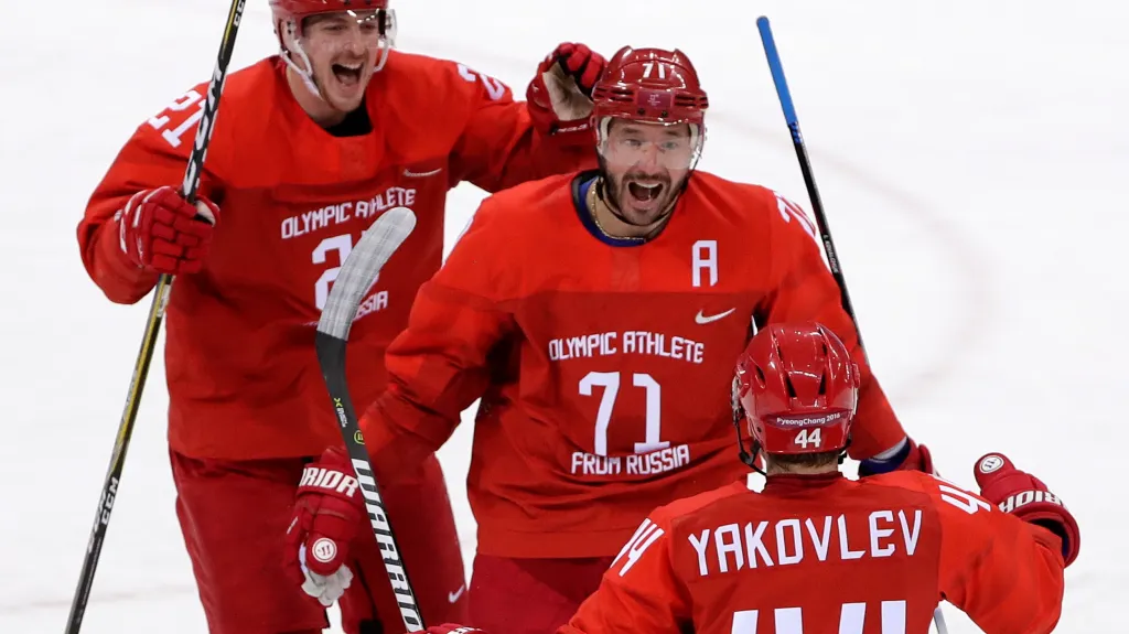 Radost olympijských sportovců z Ruska (OSR)