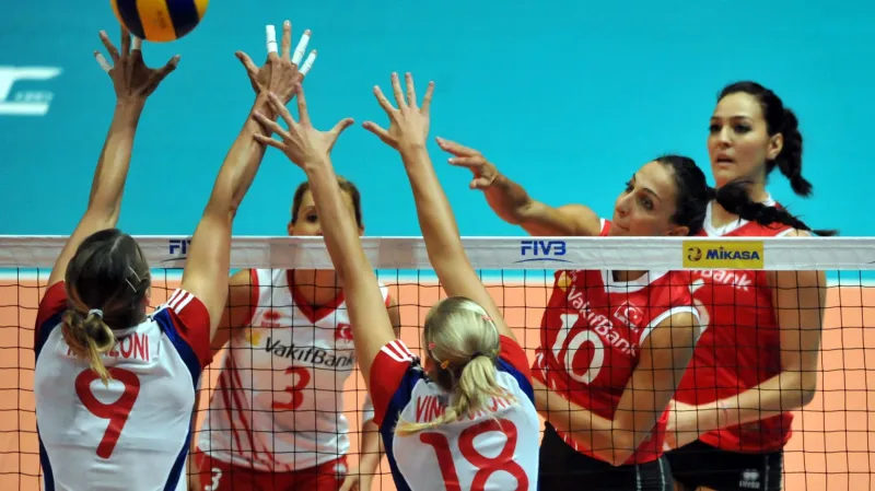 České volejbalové reprezentantky v utkání proti Turecku