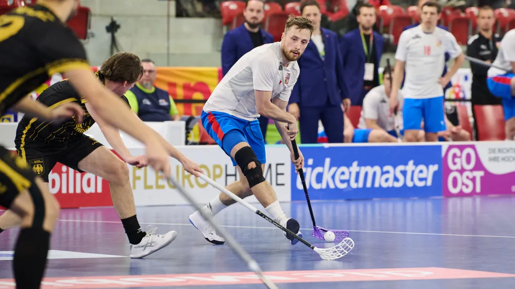 Adam Delong v utkání s Německem