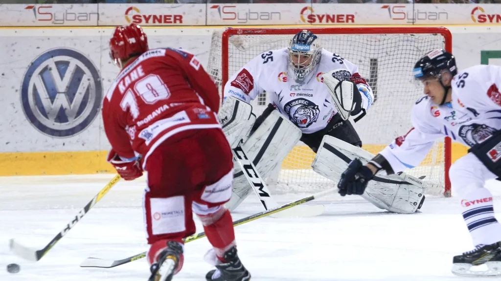 Liberecký brankář Will v utkání proti Kaneovi z Třince