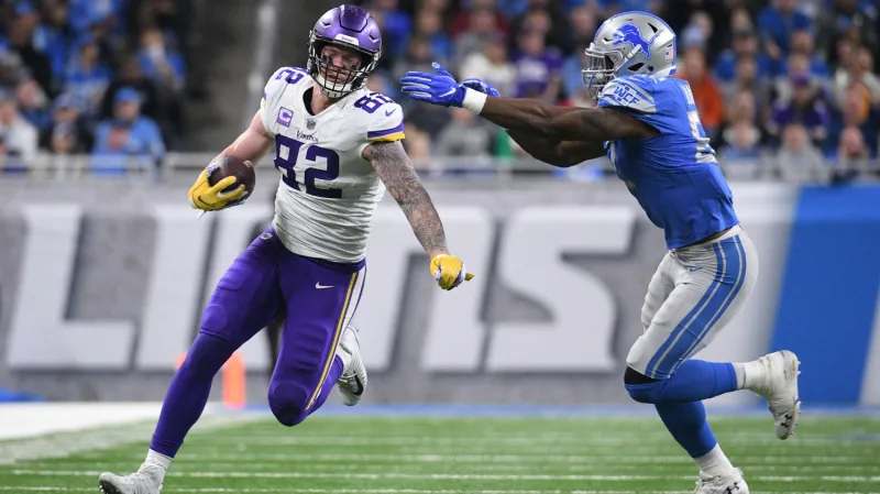 Kyle Rudolph uniká obraně Detroitu