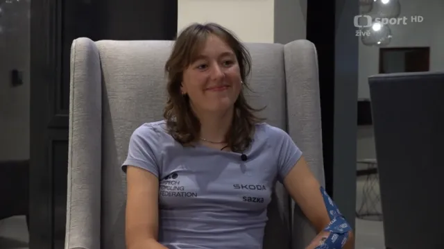 Julia Kopecký před startem MS v cyklistice