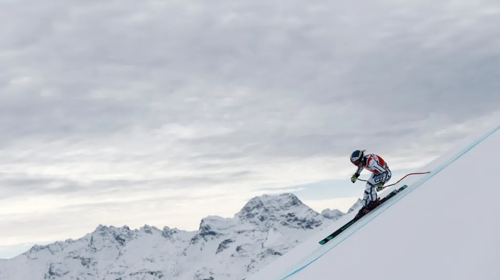 Ester Ledecká na tréninku ve Svatém Mořici