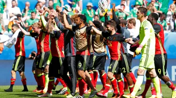 Fotbalisté Belgie se radují z výhry