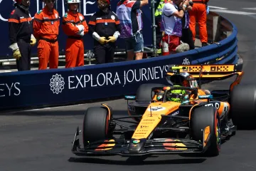 Lando Norris na trati v Monaku