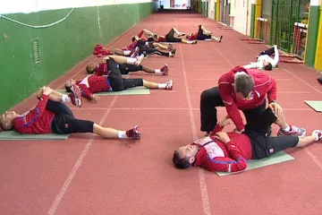 Český tým na rozcvičce