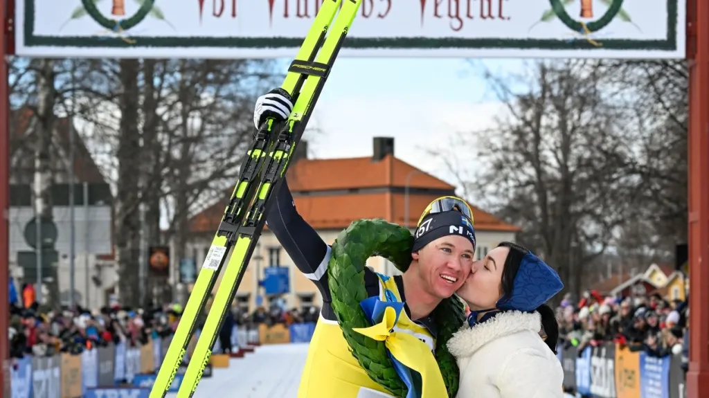 Emil Persson v cíli Vasaloppetu