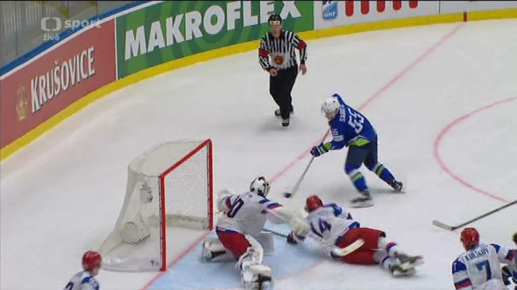Gól v utkání Rusko - Slovinsko: Sabolič - 5:3 (55. min.)
