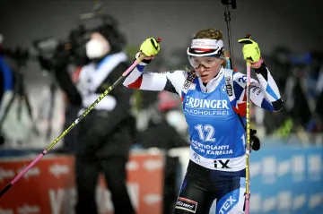 Markéta Davidová během sprintu SP v Kontiolahti