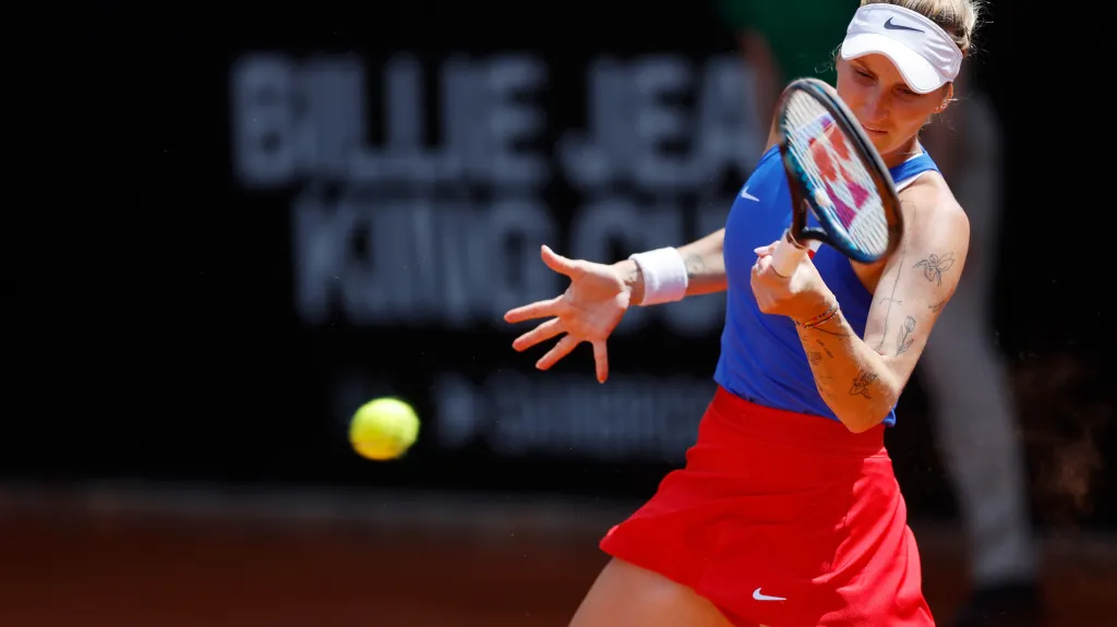 Markéta Vondroušová během utkání BJK Cupu