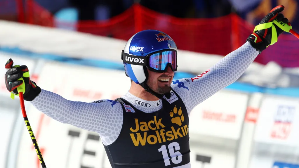 Dominik Paris se raduje z vítězství v Bormiu