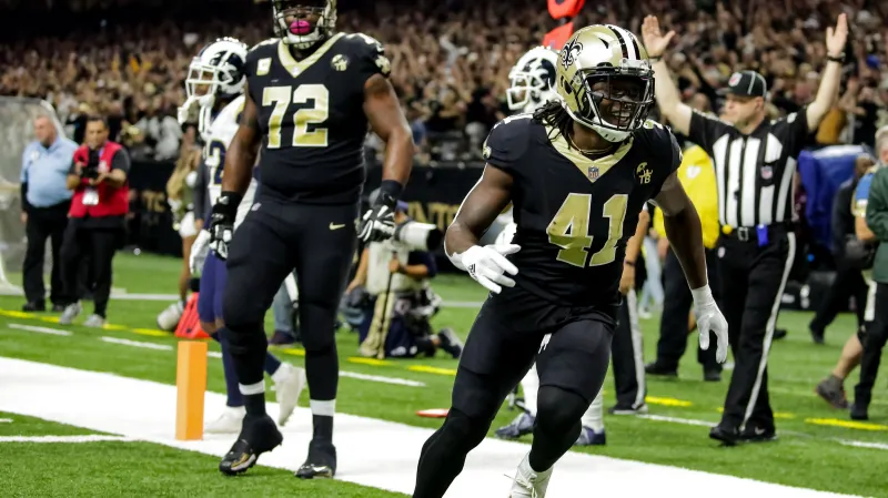 Alvin Kamara se raduje z touchdownu