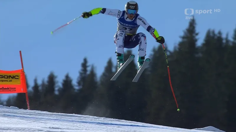 Jízda Jana Zabystřana v super-G na MS v Saalbachu