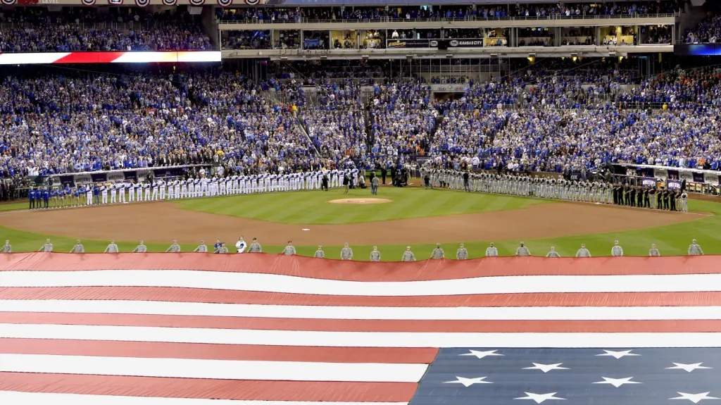 Zahajovací ceremoniál před prvním finále baseballové Světové série