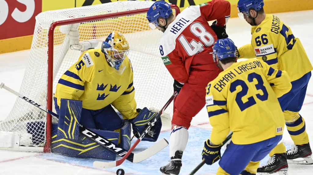 Tomáš Hertl v utkání proti Švédsku