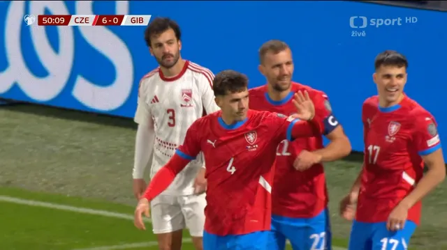Gól v utkání Česko – Gibraltar: Hranáč – 6:0 (51. min.)