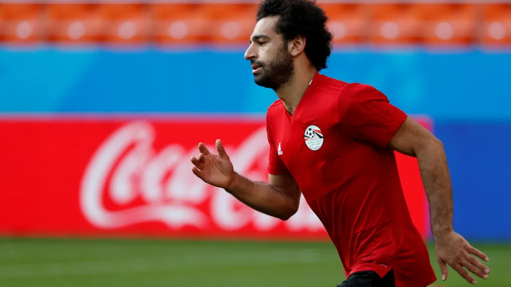 Mohamed Salah na tréninku egyptské reprezentace