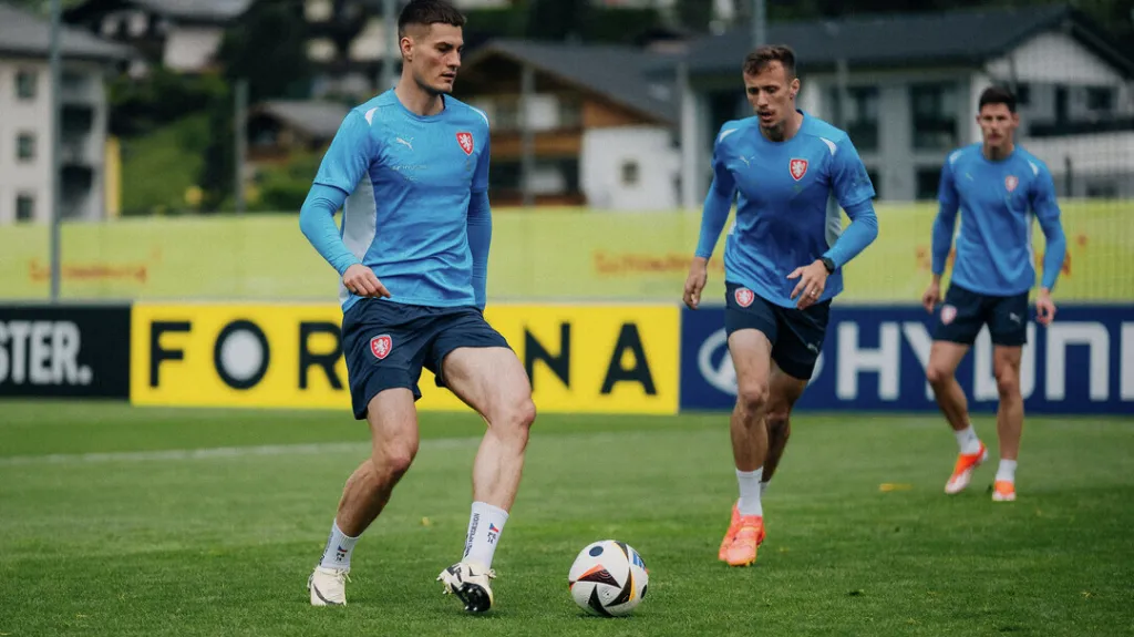 Patrik Schick na tréninku české reprezentace