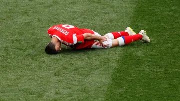 Zraněný ruský záložník Alan Dzagojev