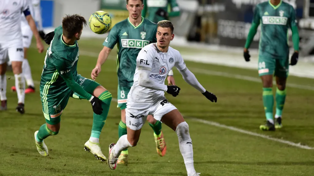 Jan Kliment ze Slovácka v utkání s Karvinou