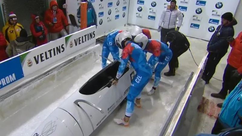 Druhá jízda českého čtyřbobu na SP ve Winterbergu