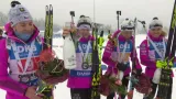 Česká štafeta biatlonistek hodnotí bronz z Oberhofu