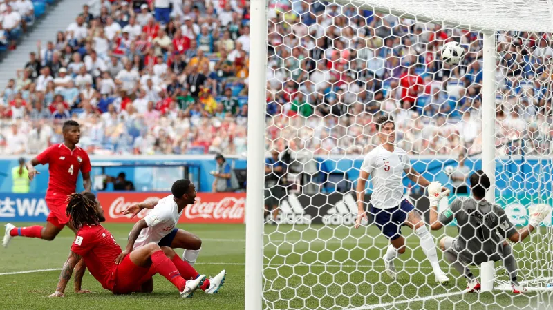 Gól v utkání Anglie - Panama: Stones - 1:0 (8. min.)