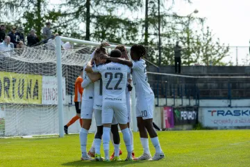 Fotbalisté Vyškova oslavují gól