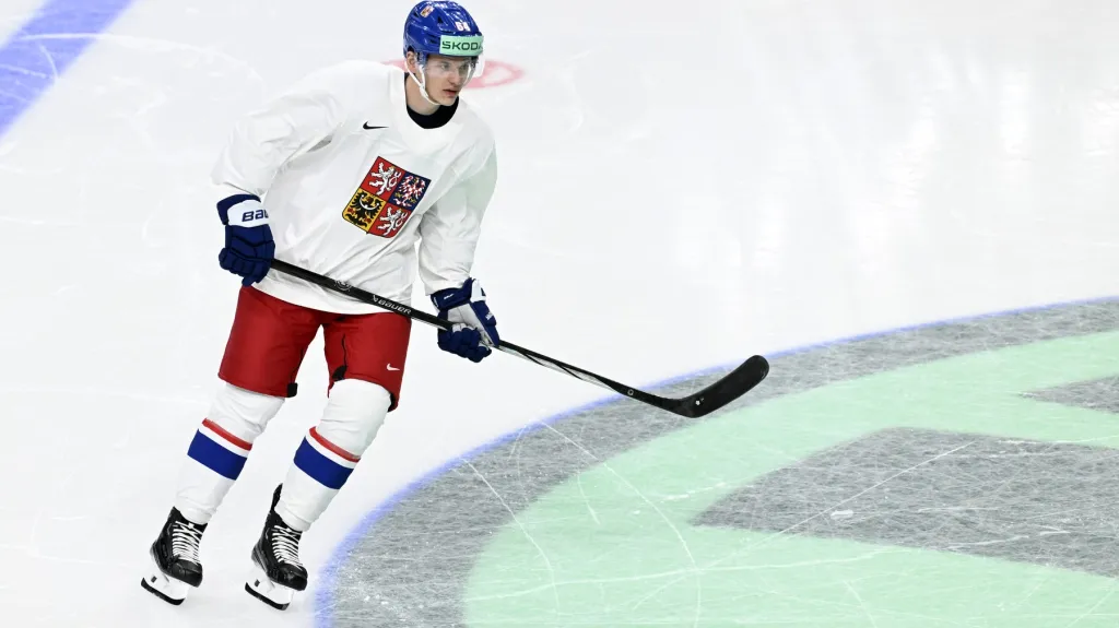 David Kämpf na tréninku české hokejové reprezentace 