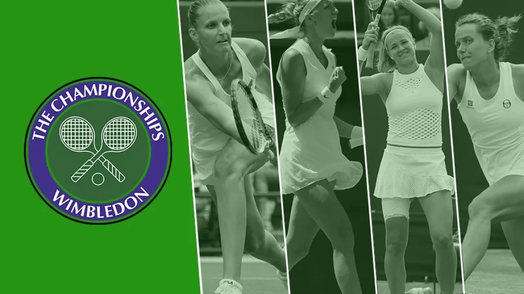 Karolína Plíšková, Petra Kvitová, Karolína Muchová a Barbora Strýcová ve Wimbledonu