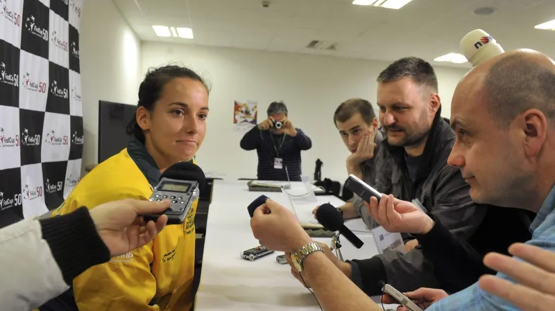 Jarmila Gajdošová s novináři