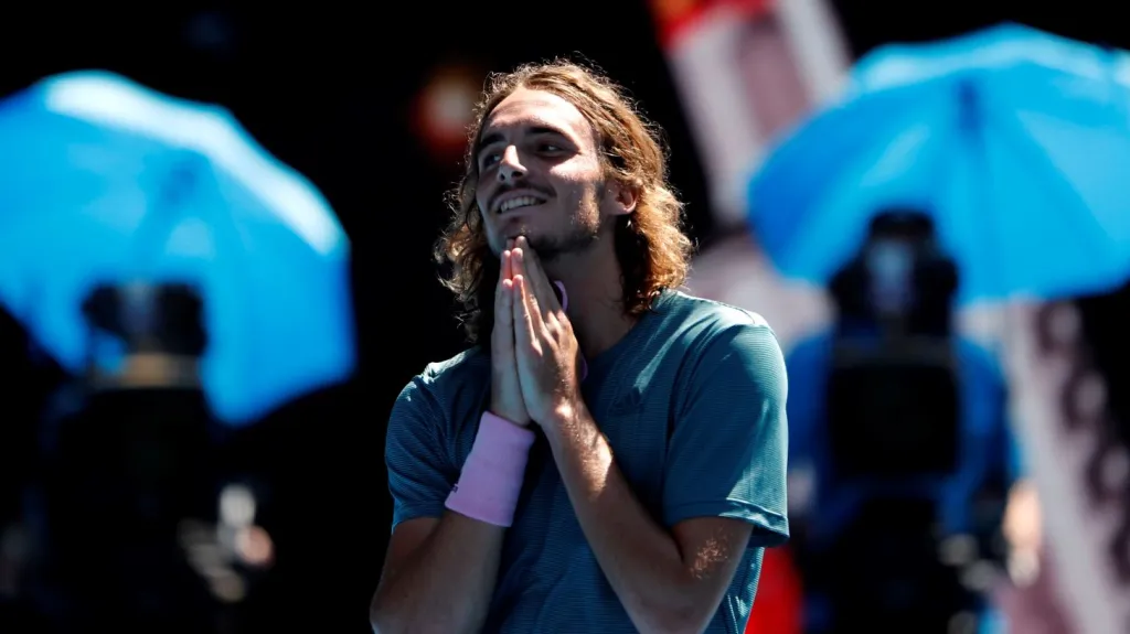 Řek Stefanos Tsitsipas po výhře v utkání na Australian Open