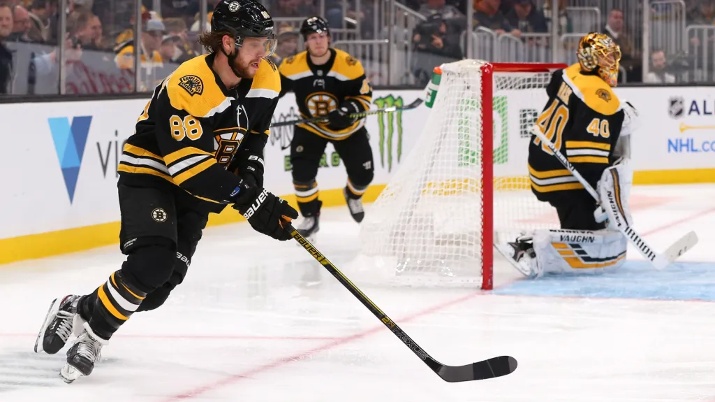 David Pastrňák z Bostonu v utkání NHL