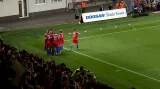 Gól v utkání Viktoria Plzeň – Heart of Midlothian: Oyegoke vl. – 1:0 (90. + 6 min.)