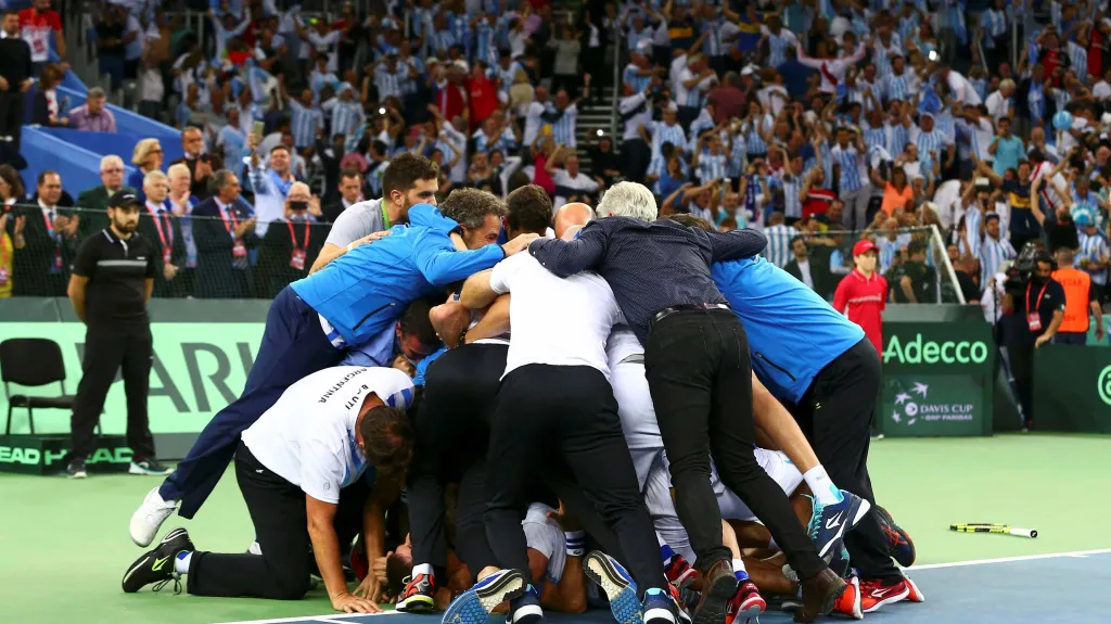 Daviscupový tým Argentiny po vítězství v Chorvatsku