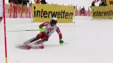 Jízda Henrika Kristoffersena v 1. kole slalomu v Kitzbühelu