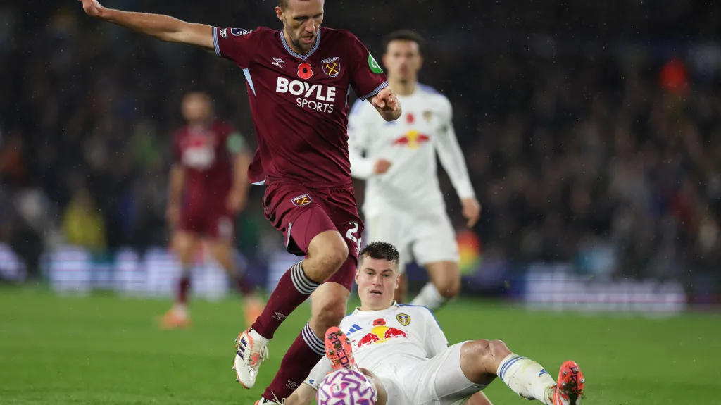 Tomáš Souček v utkání West Hamu s Leedsem