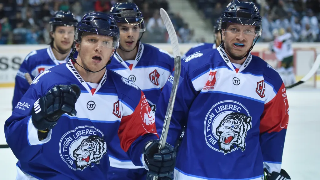 Radující se hokejisté Liberce