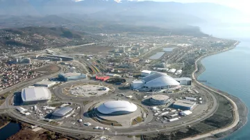 Letecký pohled na přímořský Olympijský park v Soči