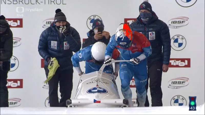 1. jízda Dvořákova dvojbobu v Innsbrucku