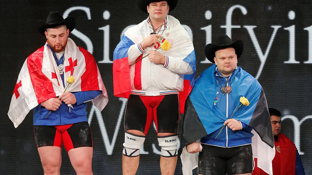 Vítězná trojice vzpěračů na MS v Houstonu