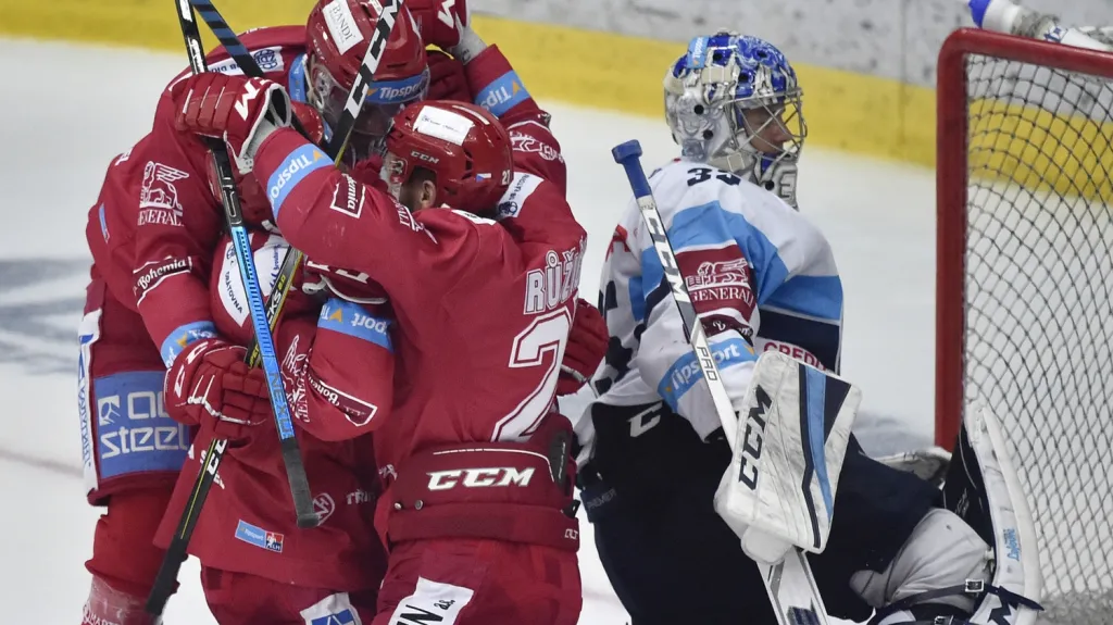 Radost hokejistů Třince