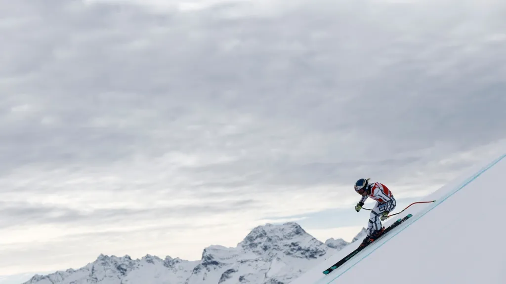 Ester Ledecká na tréninku ve Svatém Mořici