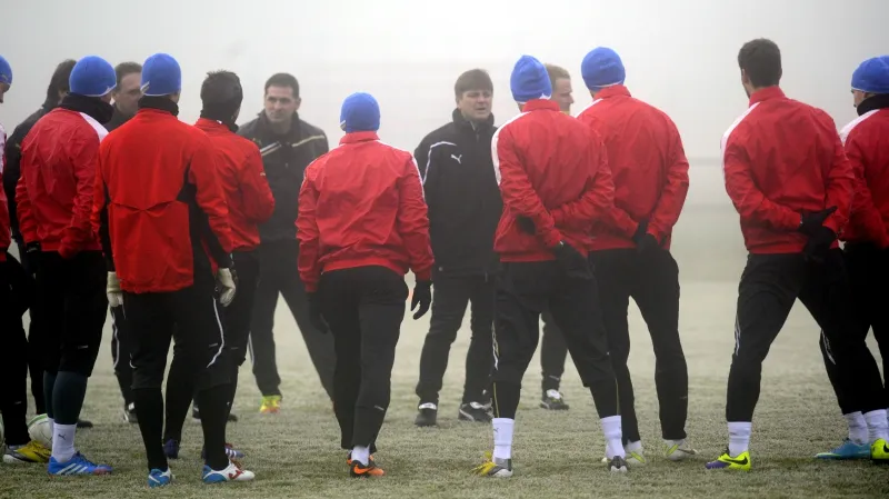 Fotbalisté Viktorie Plzeň na tréninku s Dušanem Uhrinem ml.