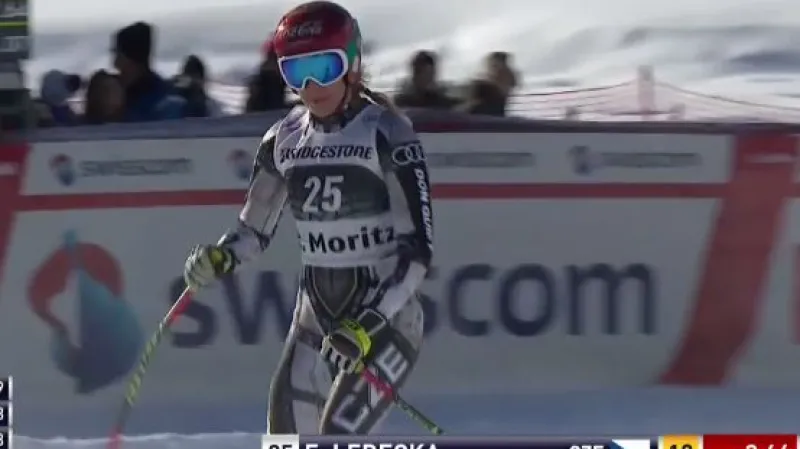 Jízda Ester Ledecké v super-G ve Sv. Mořici