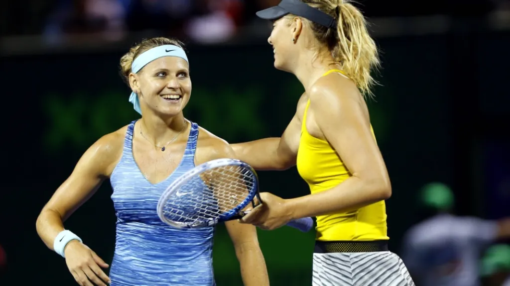Lucie Šafářová a Maria Šarapovová na turnaji v Miami