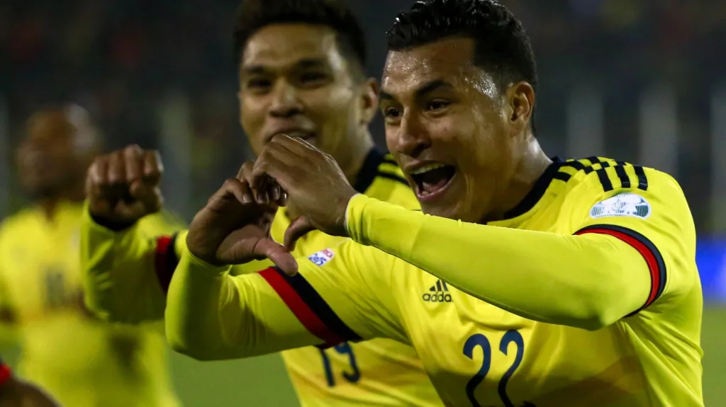 Jeison Murillo slaví gól do sítě Brazílie
